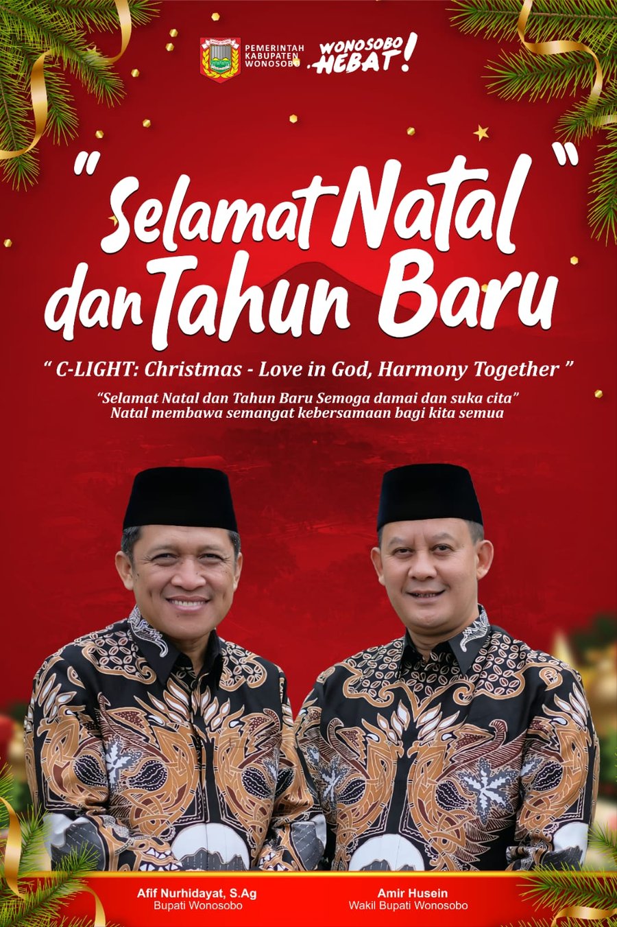 Bupati Dan Wakil Bupati Wonosobo Mengucapkan Selamat Hari Natal dan ta
