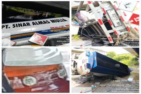 Diduga kelebihan muatan tangki biru pu