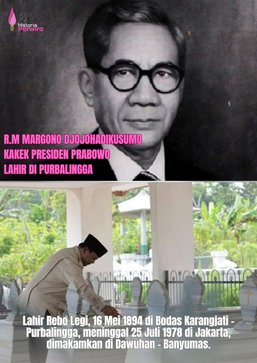 R. M Margono Djojohadikusumo, Kakek Presiden Prabowo Lahir di Purbalingga
