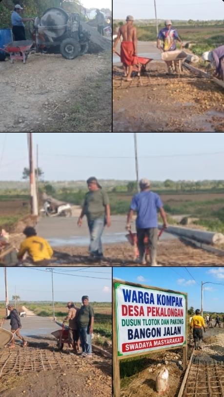 Pemdes Desa Pakalongan Bersama Warga Dusun Tlotok Gotong Royong Bangun Jalan dengan Swadaya Masyarak