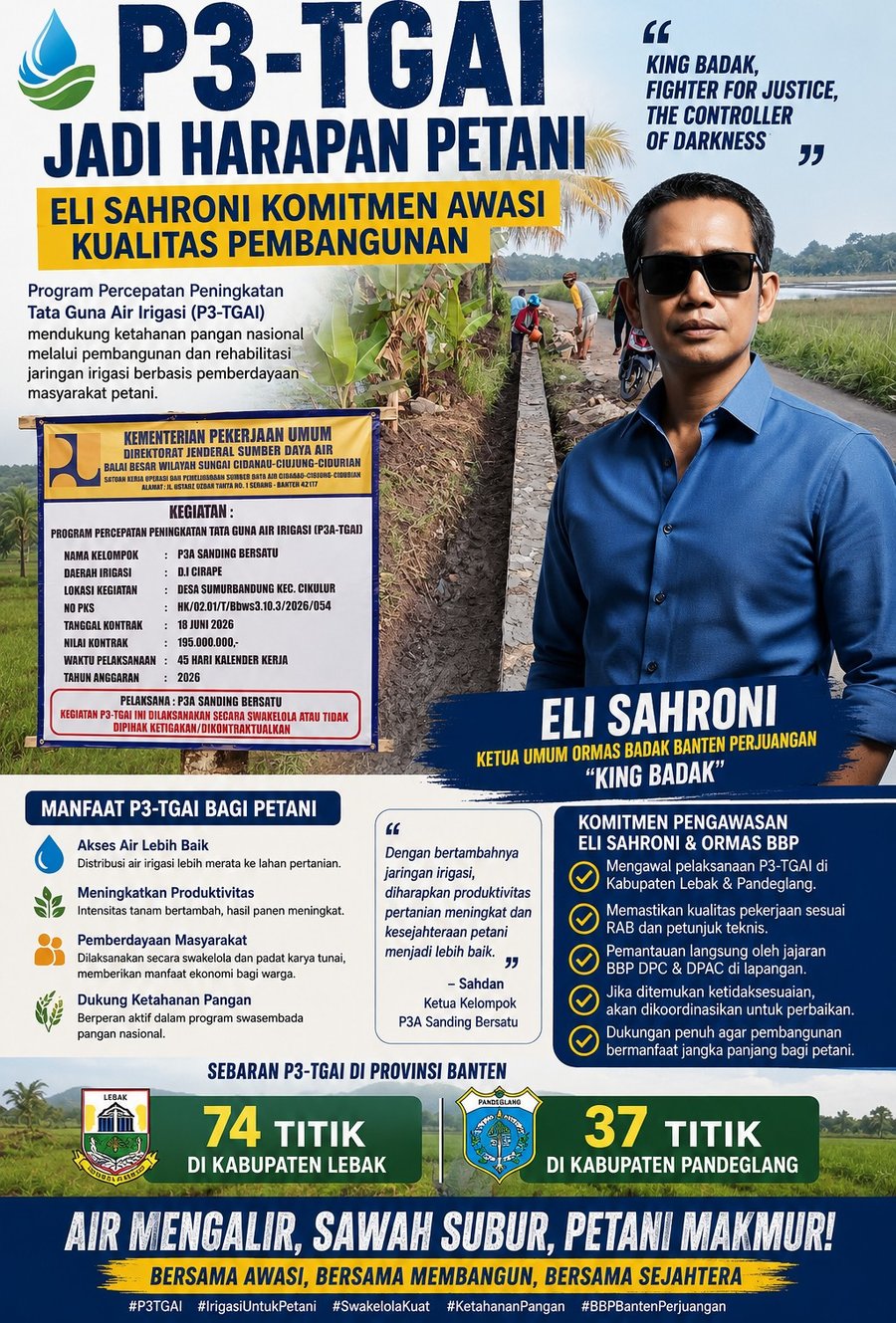 P3-TGAI Jadi Harapan Petani, Eli Sahroni Komitmen Awasi Kualitas Pembangunan