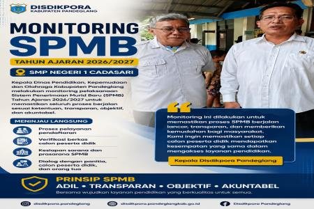 Kepala Disdikpora Pandeglang Monitorin
