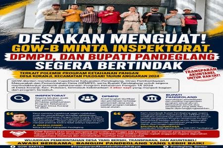 DESAKAN MENGUAT! GOW-B MINTA INSPE