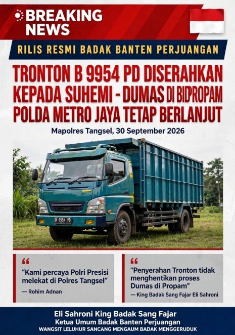 Tronton B 9954 PD Dikembalikan ke Pemilik, King Badak: Dumas di Bid Propam Tetap Berlanjut