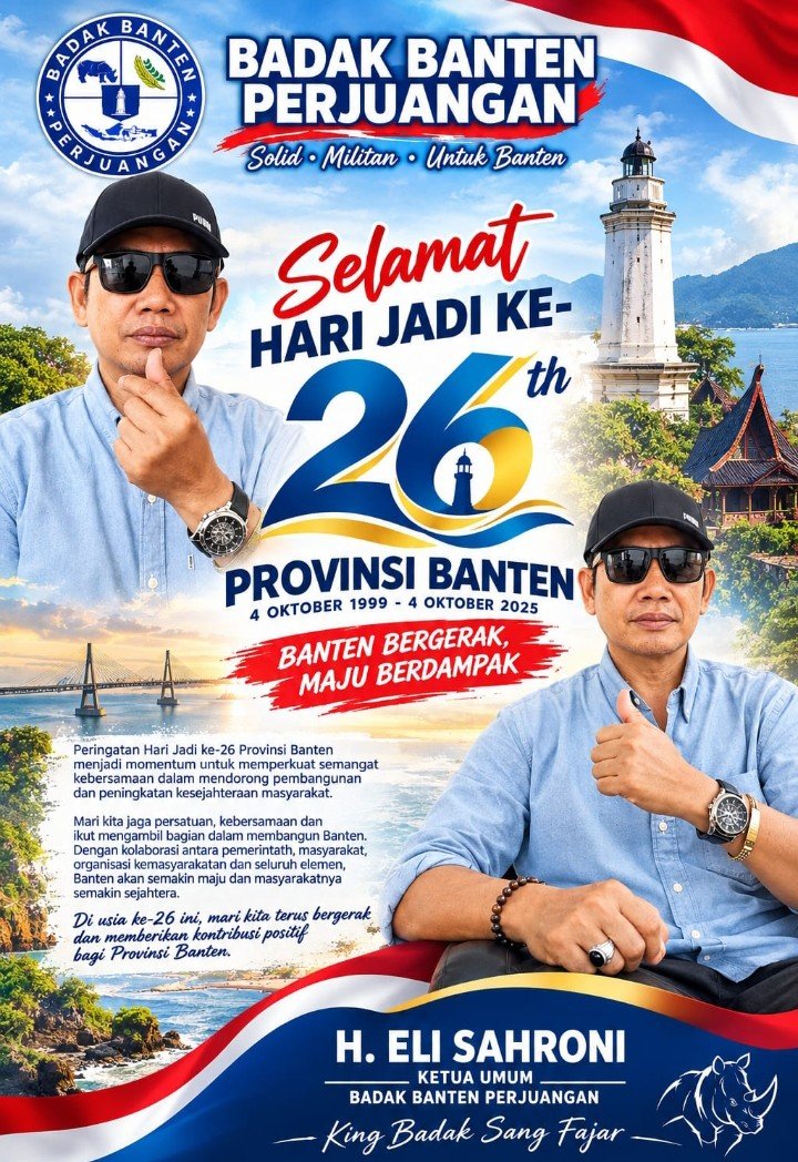 HUT ke-26 Provinsi Banten, Ketua Umum BBP H Eli Sahroni Ajak Masyarakat Bersama Majukan Banten
